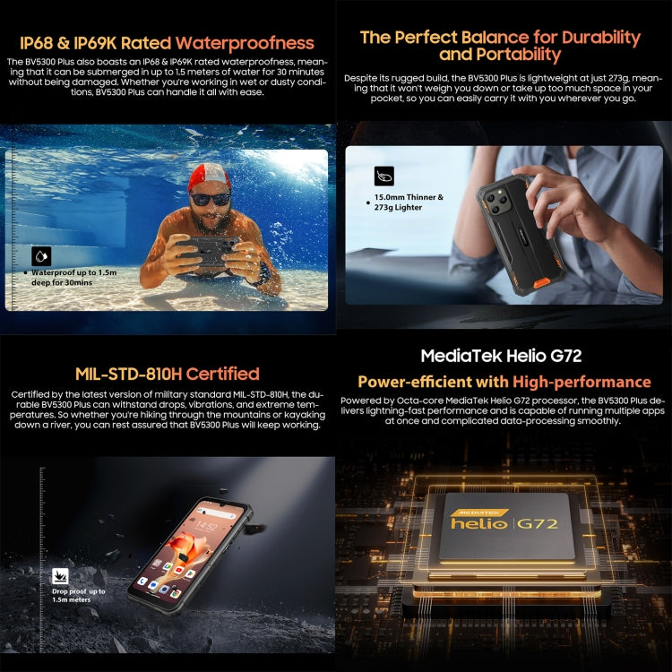 Blackview BV5300 Plus Phone 8GB+128GB IP68 4G Android13 by Blackview