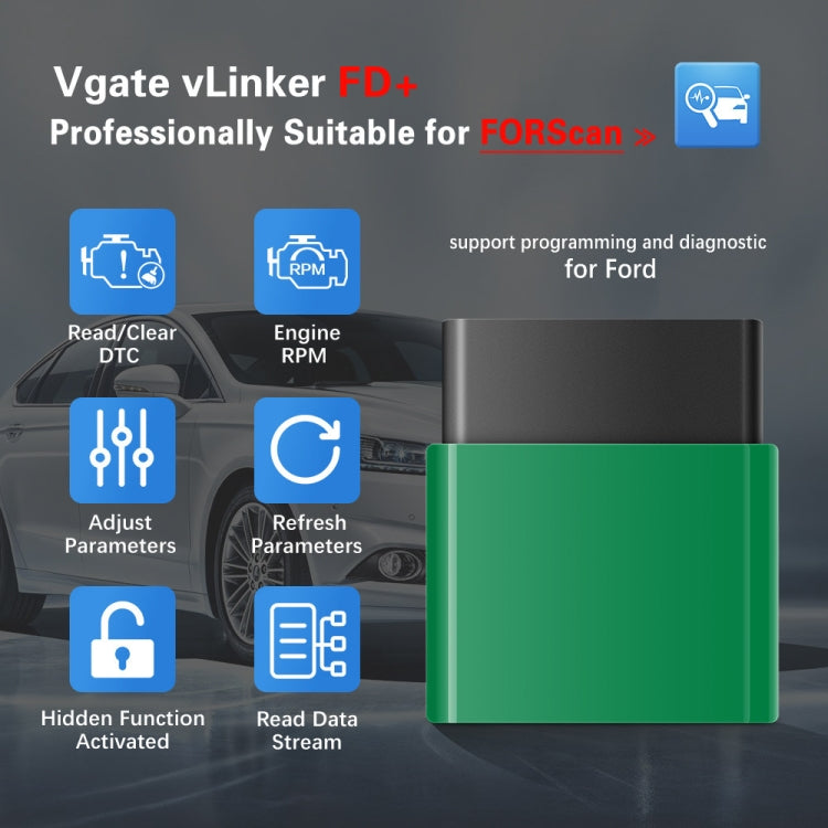 VLINKER FD+ V2.2 Bluetooth OBD Escáner de Diagnóstico