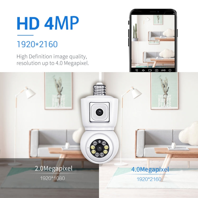 ESCAM QF202 E27 Cámara IP 2x2MP WiFi Detección de Movimiento