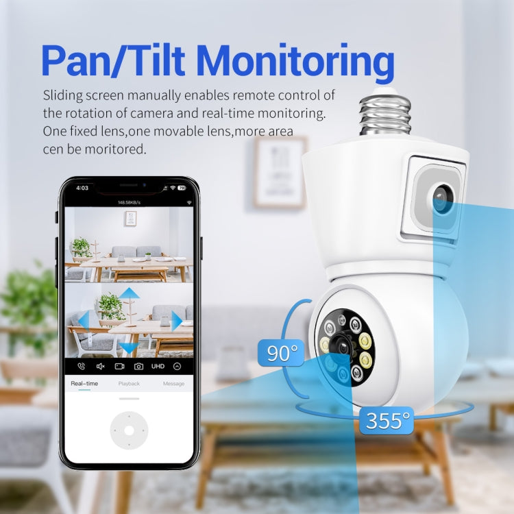 ESCAM QF202 E27 Cámara IP 2x2MP WiFi Detección de Movimiento