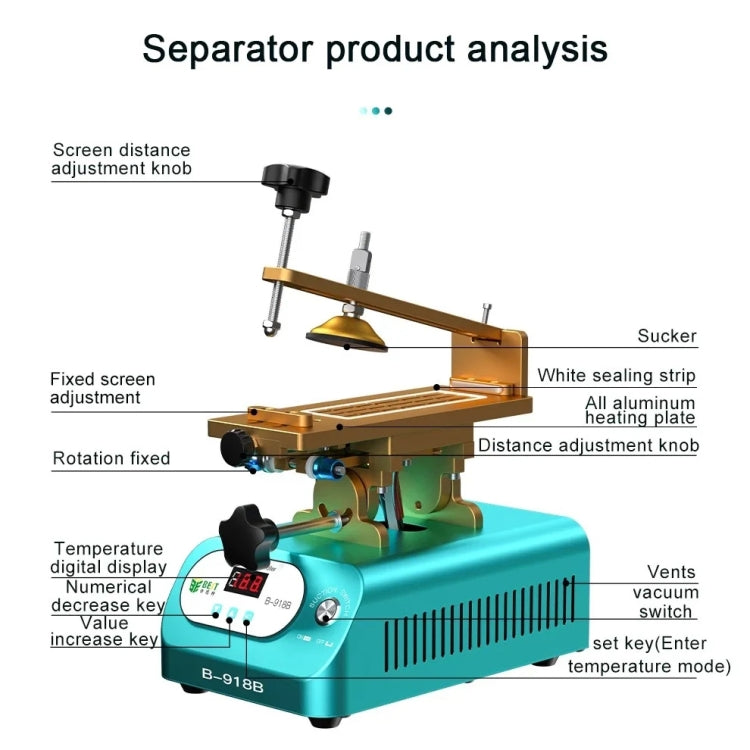 Mejor BST-918B Separador Giratorio Pantalla 7 Pulgadas Uso Profesional