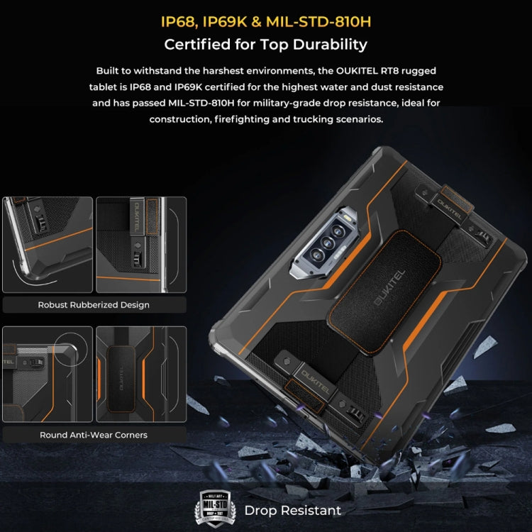 OUKITEL RT8 Tablet 6GB+256GB 4G Rugged Android 13 Global by OUKITEL