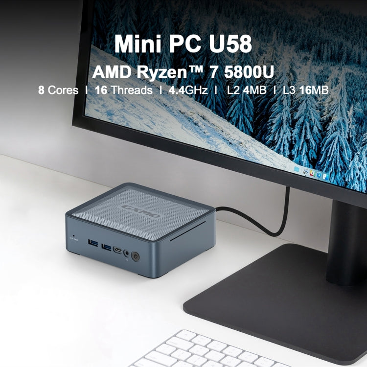 GXMO U58 Mini PC 16GB+512GB 8 Core Ryzen 7 5800U WiFi6E by GXMO
