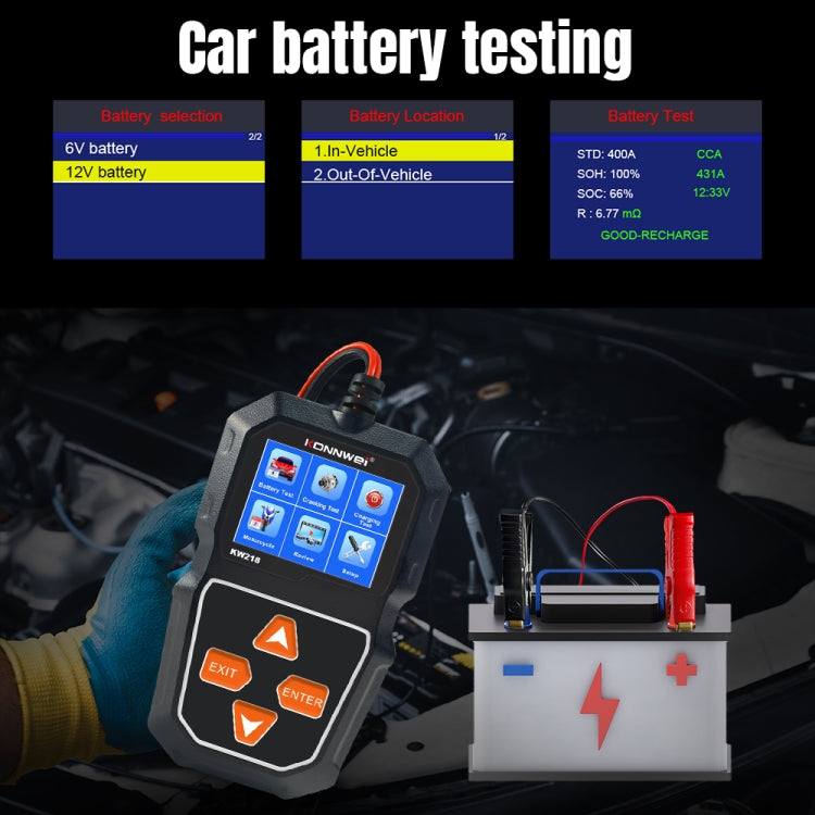 KONNWEI KW218 Probador De Batería Automóvil Pantalla 2,4