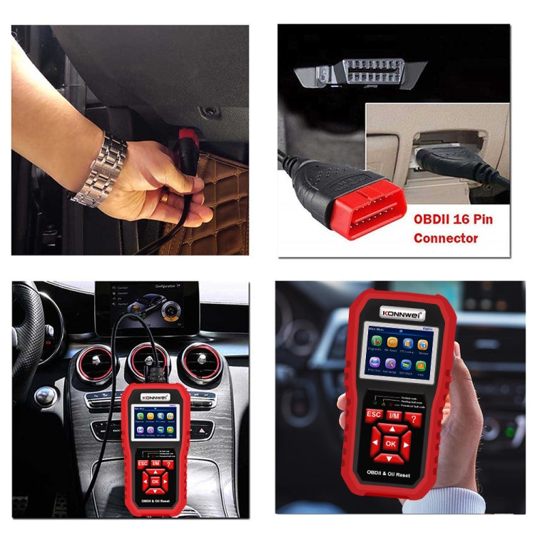 KONNWEI KW851 Escáner OBDII 2 En 1 Reinicio Luz Servicio Aceite Automotriz