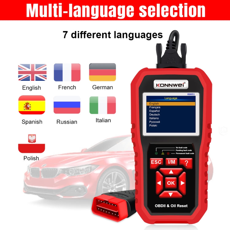 KONNWEI KW851 Escáner OBDII 2 En 1 Reinicio Luz Servicio Aceite Automotriz