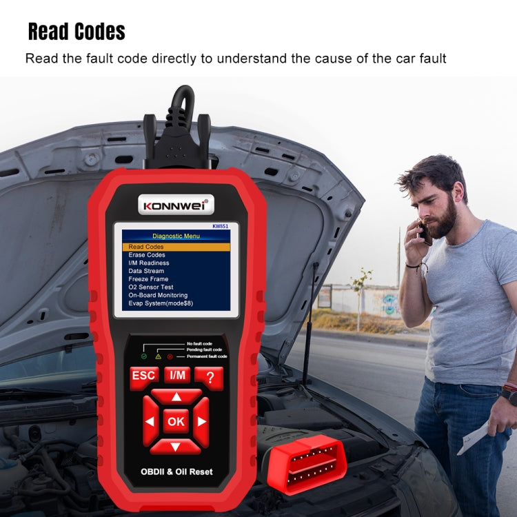 KONNWEI KW851 Escáner OBDII 2 En 1 Reinicio Luz Servicio Aceite Automotriz