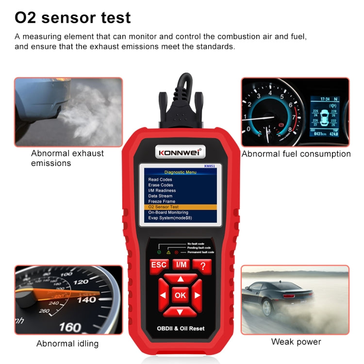 KONNWEI KW851 Escáner OBDII 2 En 1 Reinicio Luz Servicio Aceite Automotriz