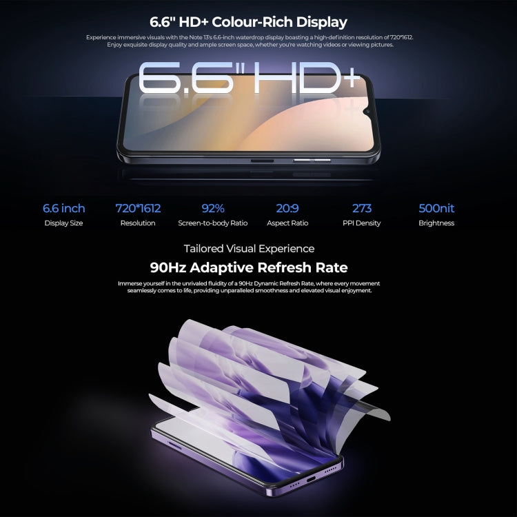 Hotwav Note 13 Smartphone 6.6 4G 4GB+128GB Huella Lateral by HOTWAV
