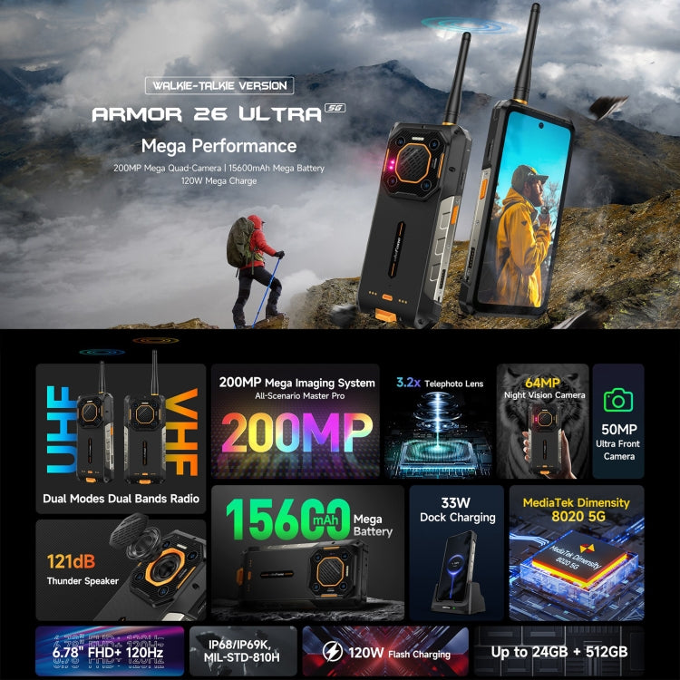 Ulefone Armor 26 Ultra Smartphone Resistente 12GB+512GB 5G by Ulefone