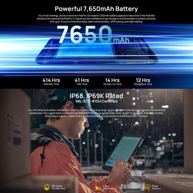 Ulefone Armor Pad Pro Tableta Android 13 8GB+128GB 4G by Ulefone