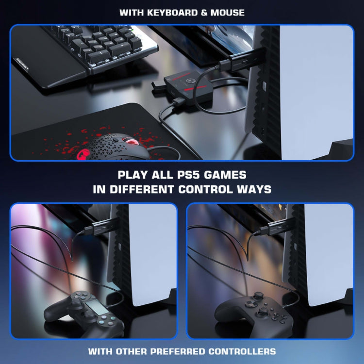 GameSir VX Adaptador PS5 Controles Teclado Ratón Plug Play