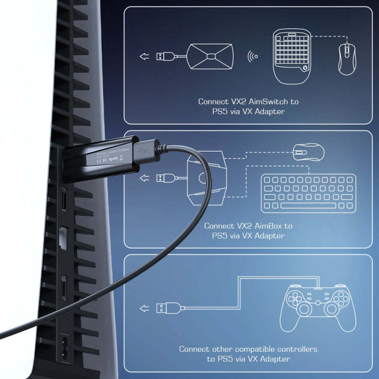 GameSir VX Adaptador PS5 Controles Teclado Ratón Plug Play