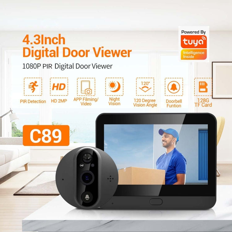 ESCAM C89 Visor de Puerta Digital Inteligente 1080P Con WiFi