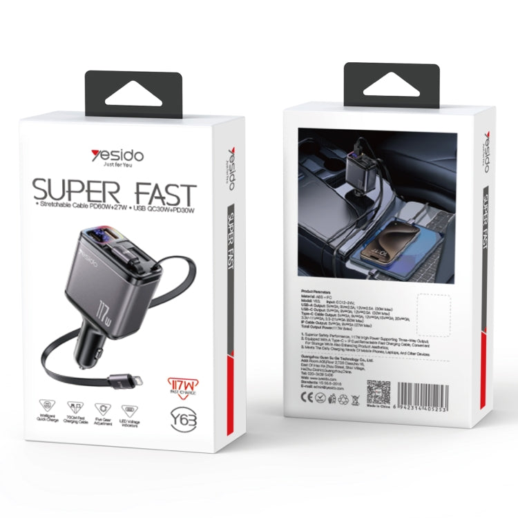 Yesido Y63 Cargador Coche 4 En 1 USB C Potencia 117W