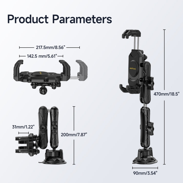 Ulefone UAN02 Armor Mount Max, Soporte Ajustable para Teléfono y Tableta en Coche