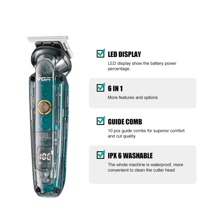VGR V-102 Cortadora Cabello Profesional 6 En 1 Pantalla LED