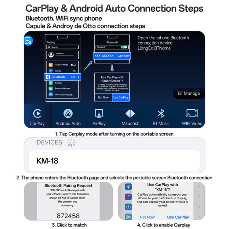 Yesido KM18 Consola Central CarPlay Integrado 9 Pulgadas