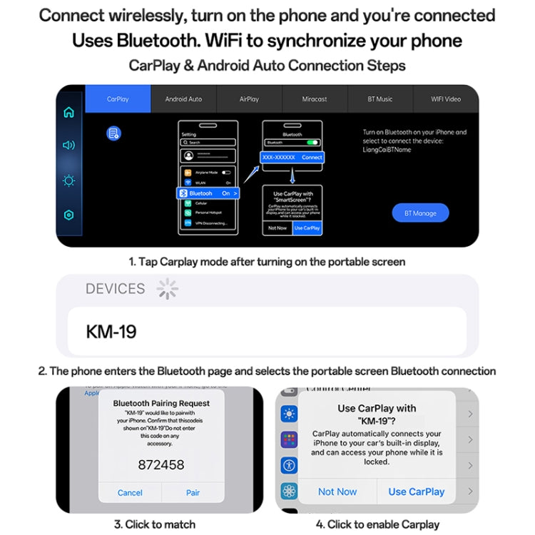 Yesido KM19 Consola Coche CarPlay Pantalla 10.26in