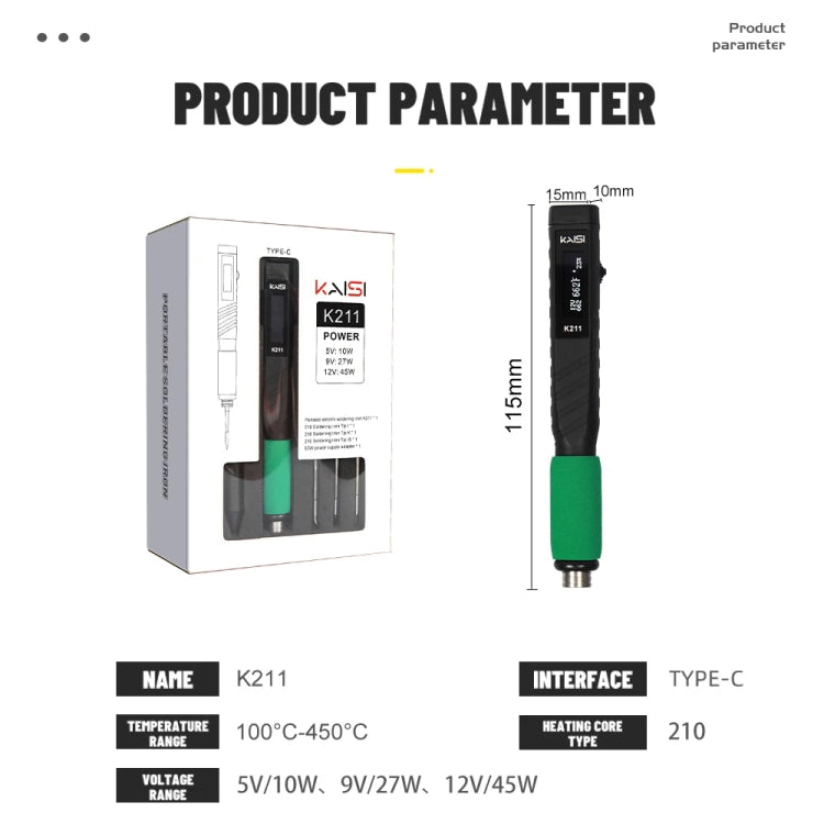 Kaisi K211 Soldador Portátil USB Suspensión Inteligente