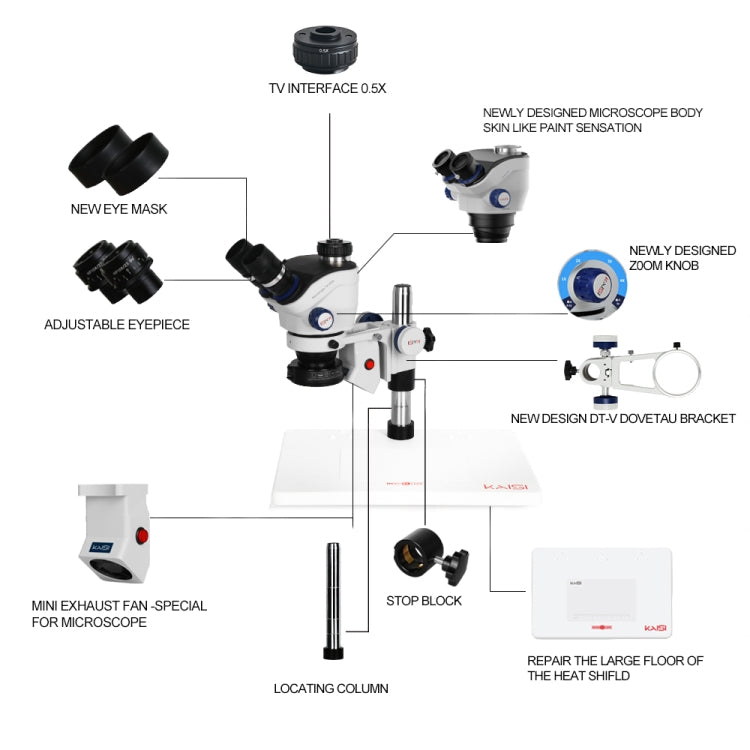 Kaisi TX-350E Ver1.3 Microscopio Estéreo Trinocular 4K