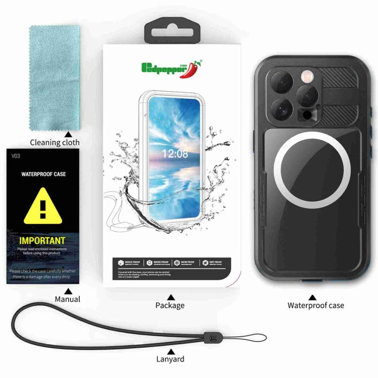 Funda para teléfono MagSafe con triple protección y resistencia al agua IP68 de RedPepper, For iPhone 16 Pro Max, For iPhone 16 Pro, For iPhone 16 Plus, For iPhone 16