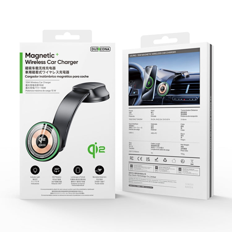 DUZZONA V5 Pro Qi2 Cargador Inalámbrico Magnético Auto 15W