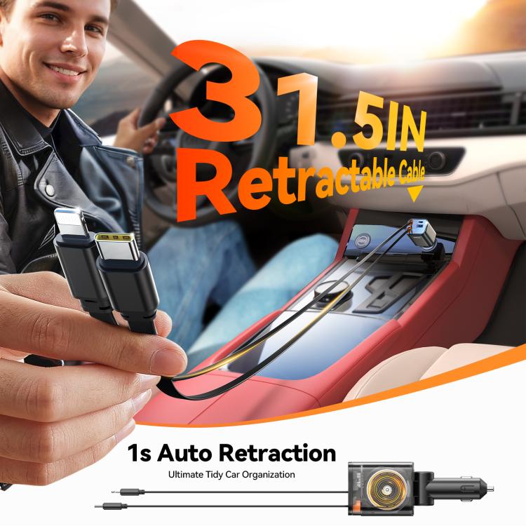 Joyroom CCL05 Cargador De Coche Cable Retráctil Auto