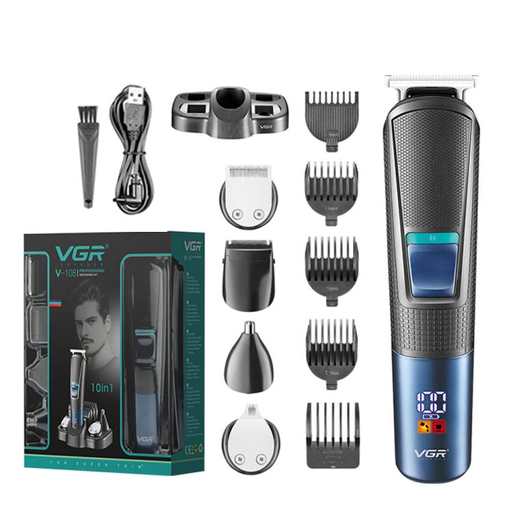 VGR V-108 Cortadora De Cabello Eléctrica 10 En 1 Pantalla