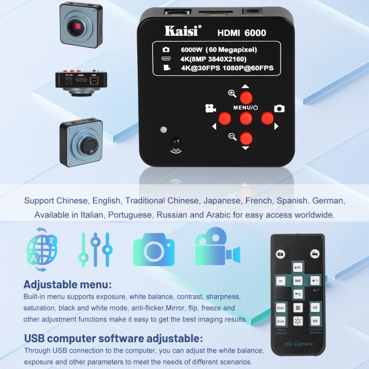Kaisi HDMI 6000 Cámara Industrial para Microscopio 60MP