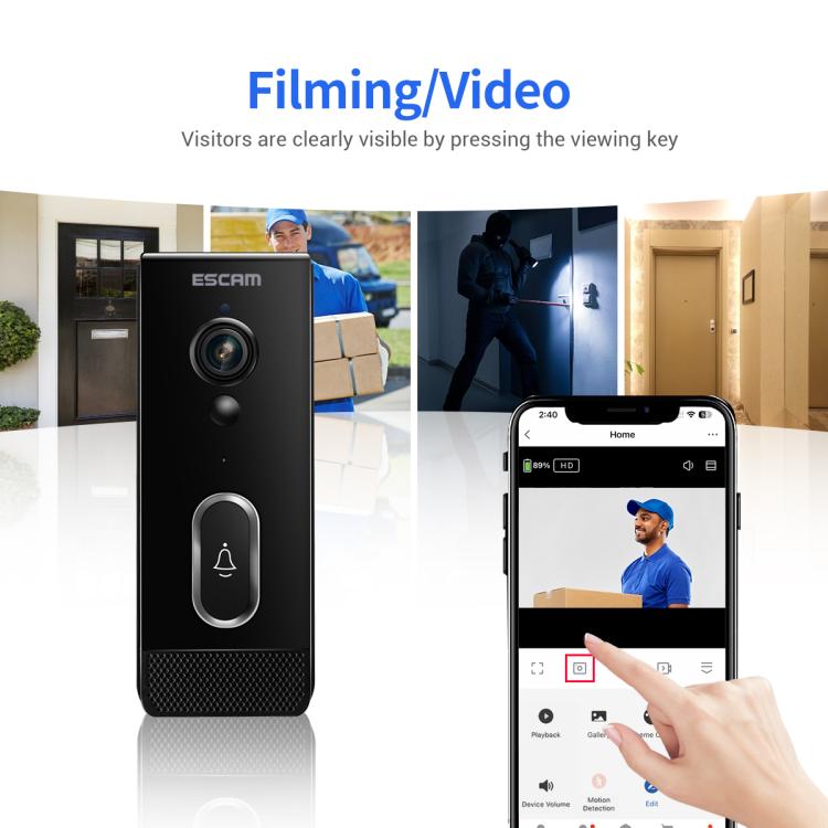 ESCAM V5 Timbre Inalámbrico 1080P Puerta Inteligente 128GB