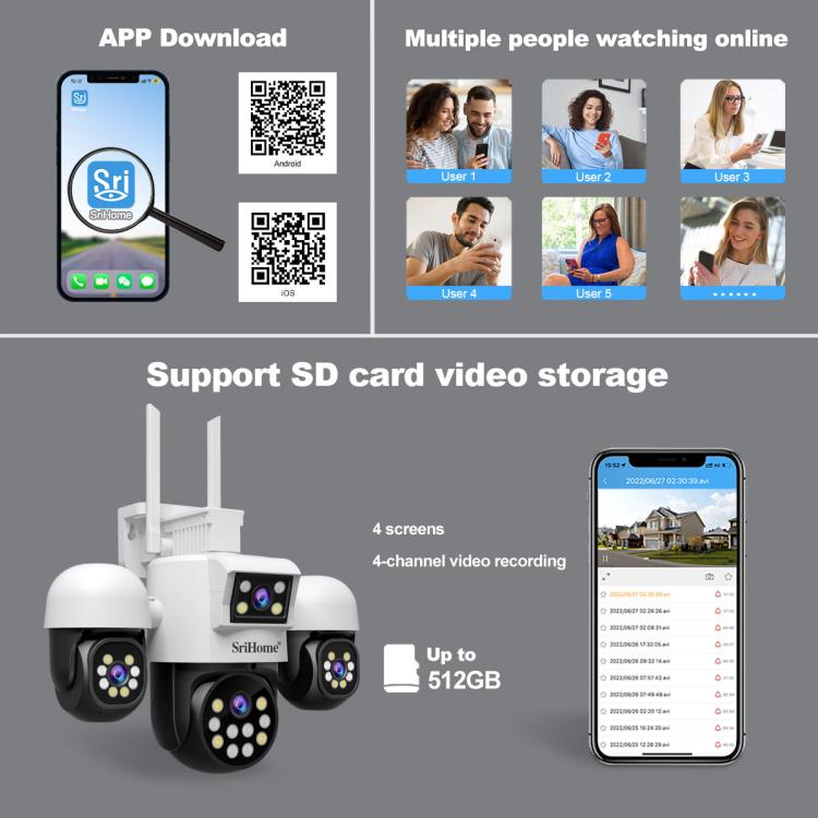 SriHome SH069 Cámara De Seguridad Con Zoom Digital 3X Para Hogar