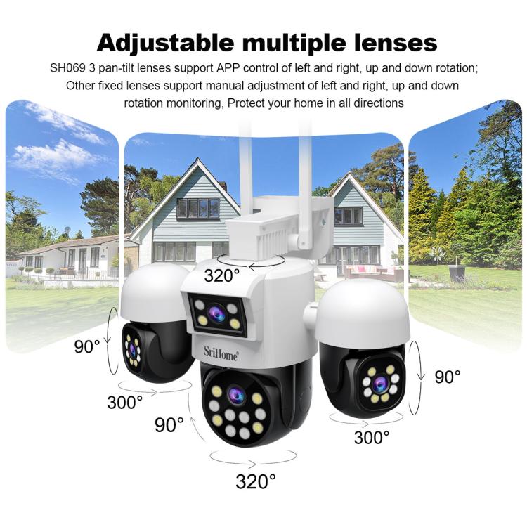 SriHome SH069 Cámara De Seguridad Con Zoom Digital 3X Para Hogar
