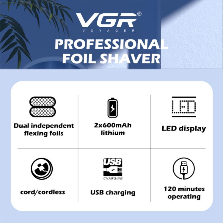 VGR V-352 Afeitadora Eléctrica Portátil Láminas Titanio
