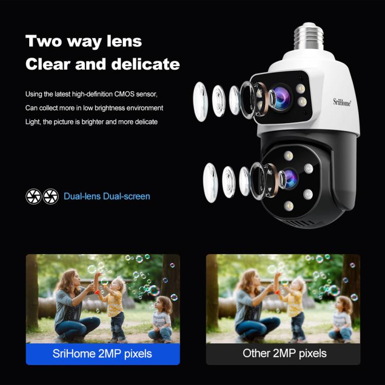 SriHome SH068 E27 4MP Light Bulb Camera IP66 Waterproof