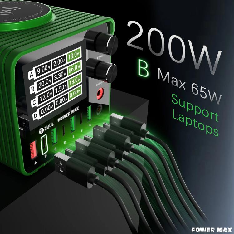 2UUL PC01 Power Max 200W Cargador Multipuertos Voltaje Ajustable