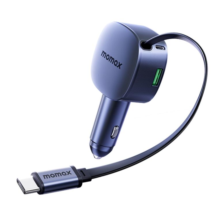 MOMAX UC19 Cargador De Coche 60W 3 En 1 Cable Retráctil