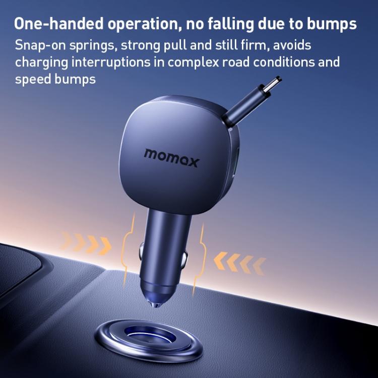 MOMAX UC19 Cargador De Coche 60W 3 En 1 Cable Retráctil