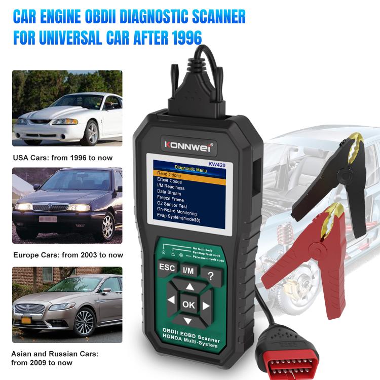 KONNWEI KW420 Escáner OBD2 Pantalla Color 2.8 Pulgadas