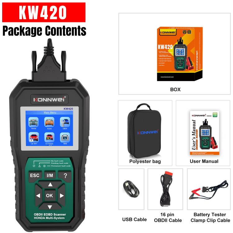 KONNWEI KW420 Escáner OBD2 Pantalla Color 2.8 Pulgadas