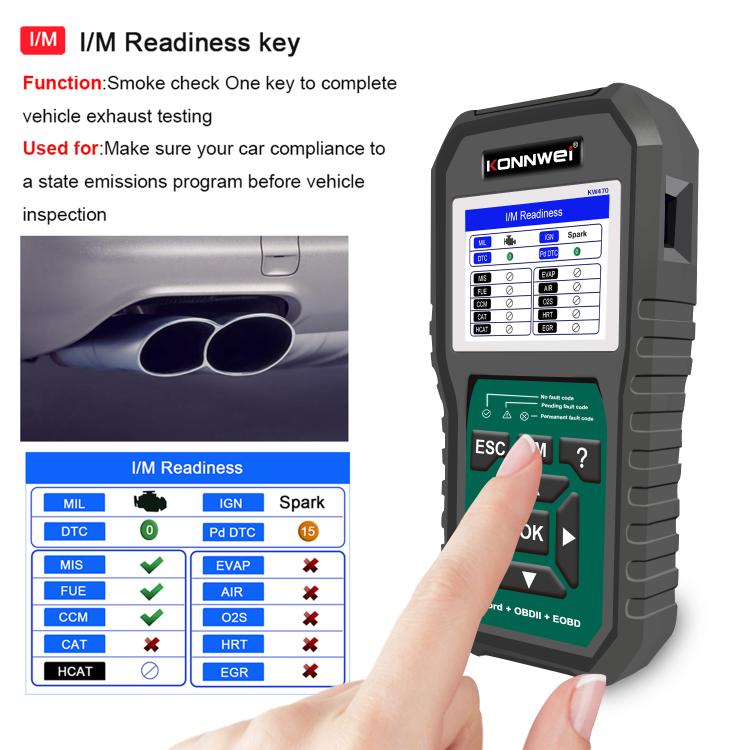 KONNWEI KW470 Escáner OBD2 Ford Pantalla Color 2.8 Pulgadas Moderno