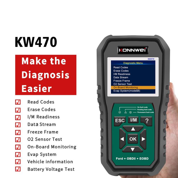 KONNWEI KW470 Escáner OBD2 Ford Pantalla Color 2.8 Pulgadas Moderno