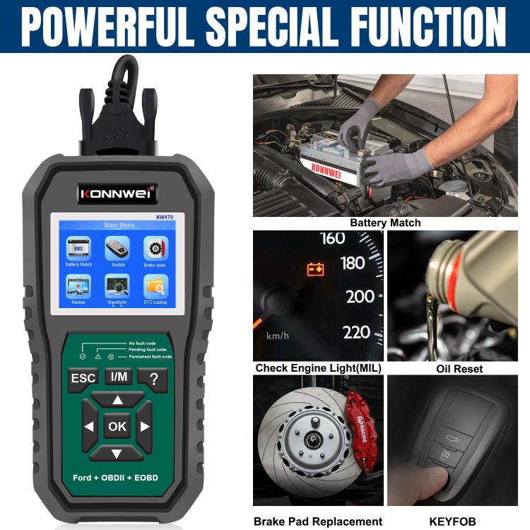 KONNWEI KW470 Escáner OBD2 Ford Pantalla Color 2.8 Pulgadas Moderno