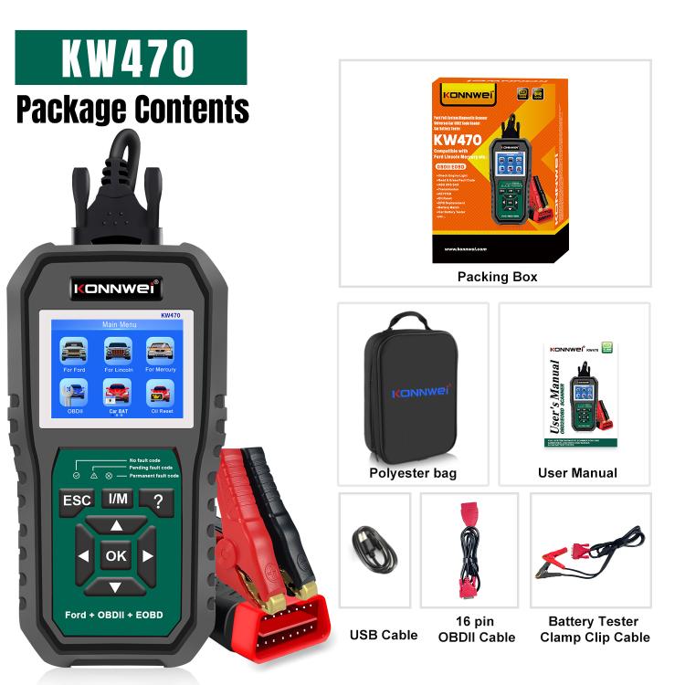 KONNWEI KW470 Escáner OBD2 Ford Pantalla Color 2.8 Pulgadas Moderno