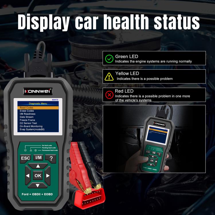 KONNWEI KW470 Escáner OBD2 Ford Pantalla Color 2.8 Pulgadas Moderno