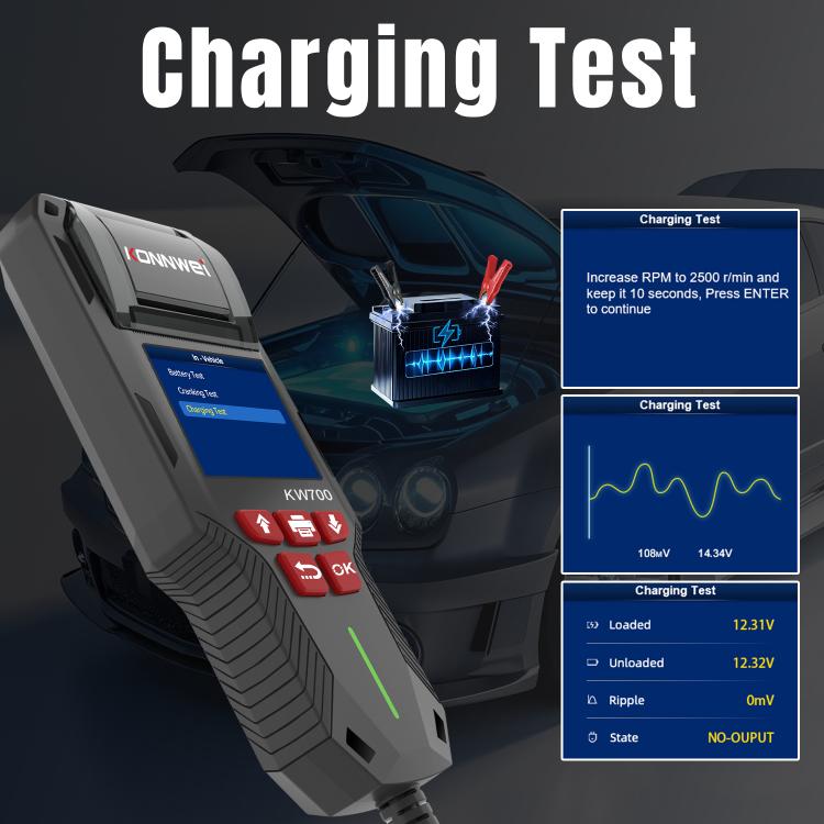 KONNWEI KW700 Probador de Batería para Automóvil Impresora