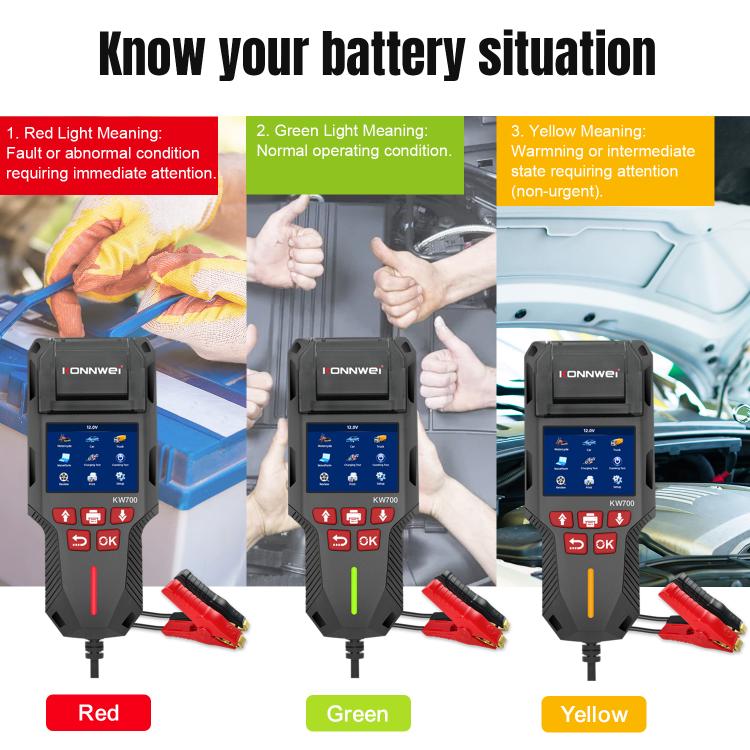 KONNWEI KW700 Probador de Batería para Automóvil Impresora
