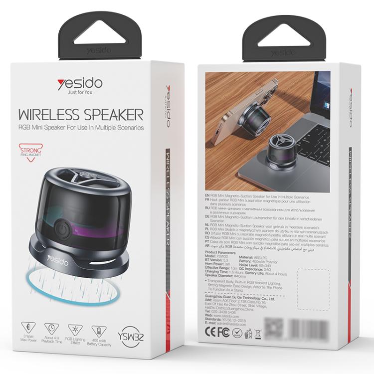 Yesido YSW32 Altavoz Mini Inalámbrico RGB Bluetooth 5.3 Calidad de Sonido Alta Definición