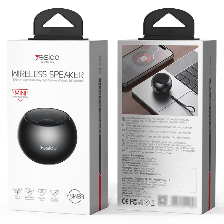 Yesido YSW33 Mini Altavoz Inalámbrico Aluminio Compacto 3W