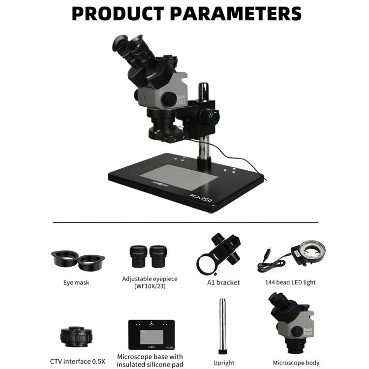 Kaisi 6558 Microsocpio Trinocular 6.5-58X Synchronous Zoom